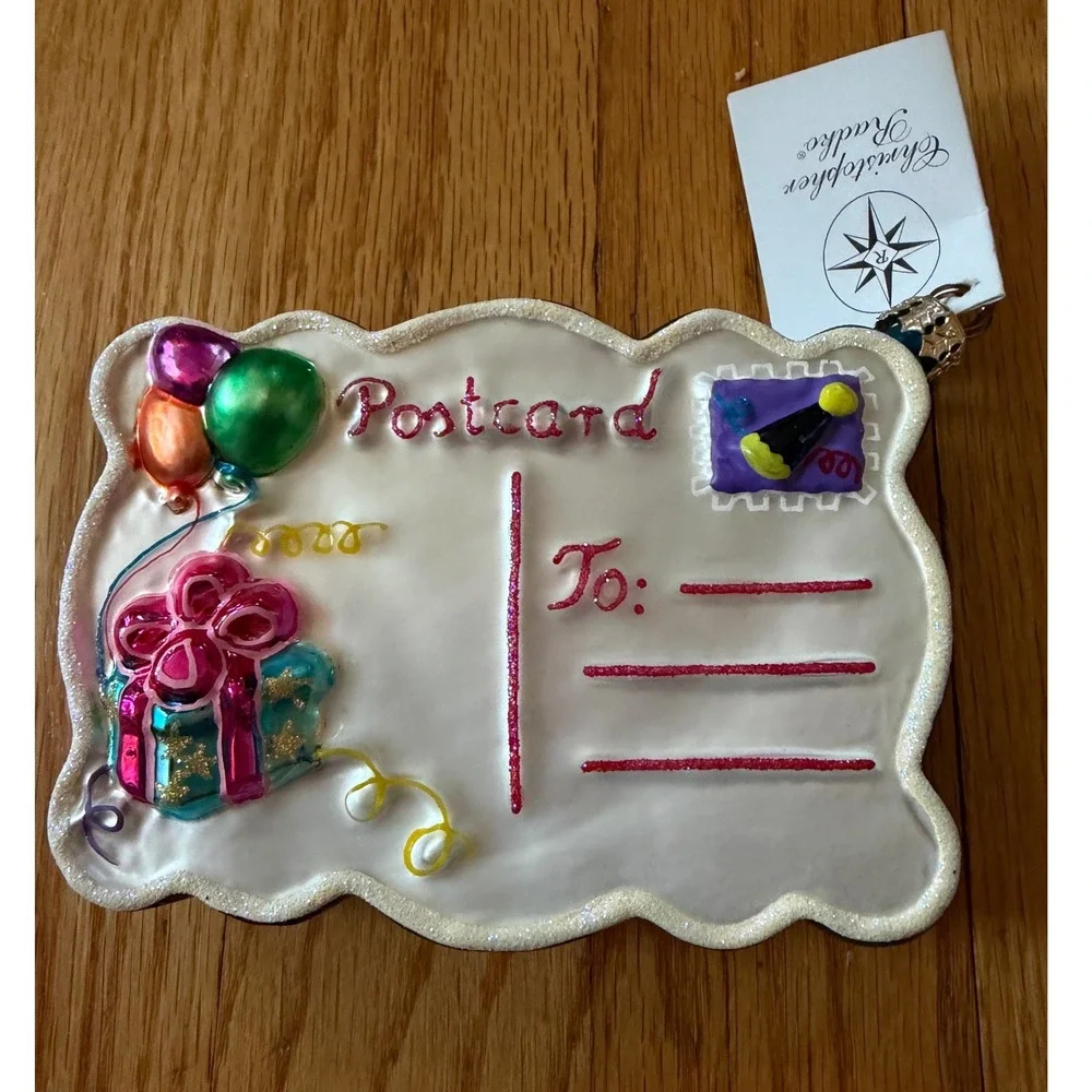 NWT Christopher Radko Birthday Bash Postcard Clown Ornament TAG 2001‎ Retired